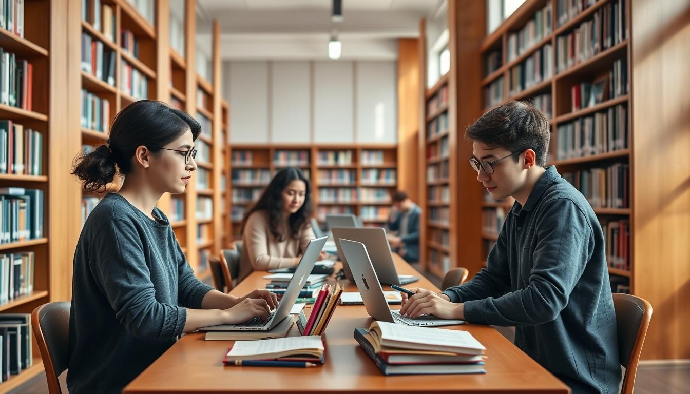 Students collaborating in study space